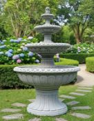 HUGE NEW CRATED GREY RECON STONE 4 TIER CARVED CENTER FOUNTAIN 2M HIGH X 1M WIDE