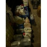 A large quantity of household cleaning products including 20 x 1 litre bottles of toilet cleaner,