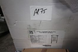 1 xUKCA 6 column white traditional floor standing towel rail, size 963 x 583mm - sealed new in tatty