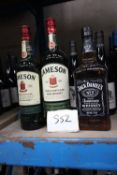 2 x 1 litre bottles of Jameson whiskey, 1 x 700ml bottle of Jameson whiskey and 2 x 70cl bottles