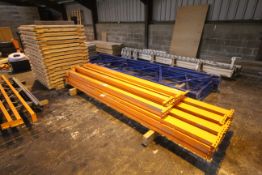 Quantity of pallet racking. Comprising 4x end sections, 16x long cross members, 10x shorter cross