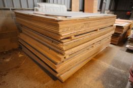 Large quantity of large sheet laminated chipboard of varying thicknesses etc.