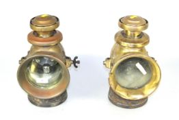 Two brass Lucas oil carriage lamps No.724