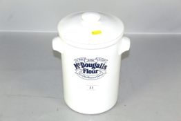 A large McDougall's flour advertising storage jar with lid, by the Honiton Pottery
