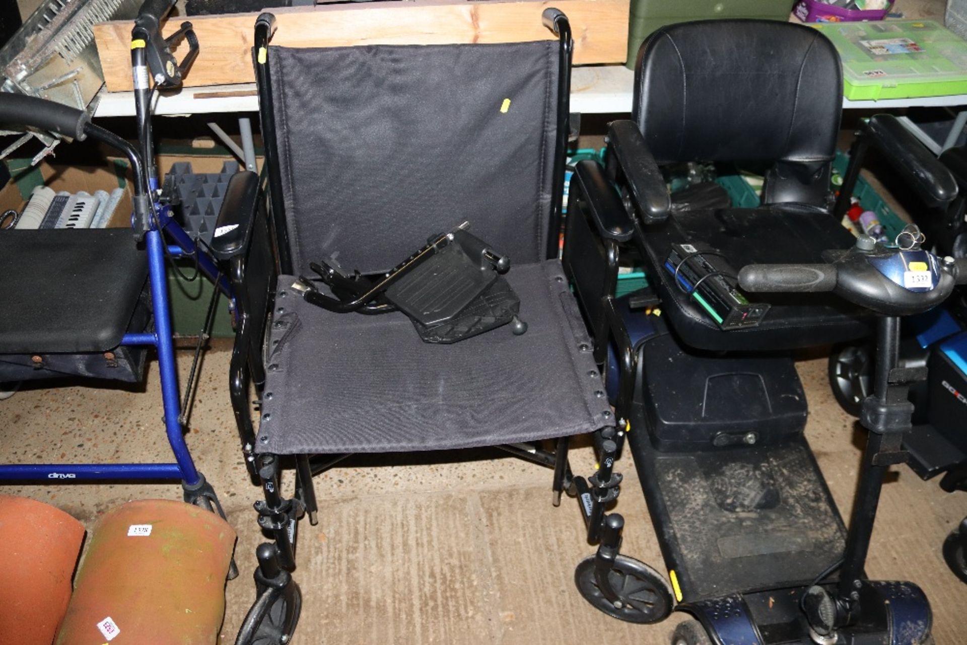 A folding wheelchair