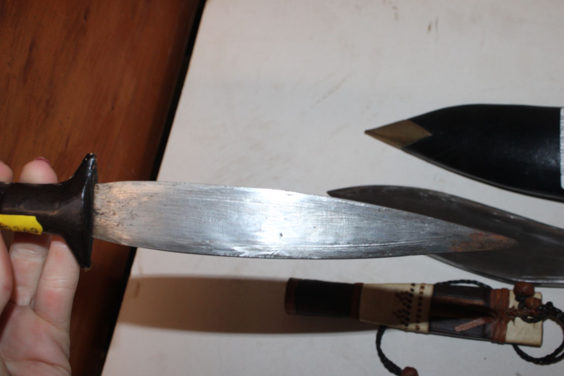 A Kukri knife together with a leather handled dagg - Image 4 of 13