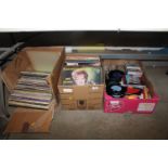 Three boxes containing various LP's