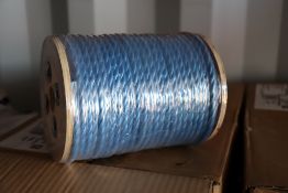 12 spools of blue nylon rope.