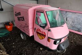 Piaggio Ape. Not running and fitted out as a static food service van. With wiring and section of