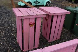 2x wooden high tables.