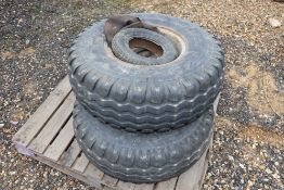 Pair of 315/80-15.3 trailer wheels and tyres.