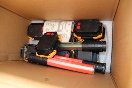 Various rechargable work lights and light sticks.