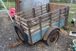 Vintage single axle livestock trailer.