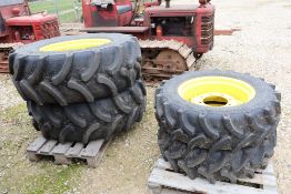 Set of ag wheels & tyres to fit John Deere 5075. Comprising 480/70R30 rears @ 99% and 320/70R24