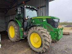John Deere 6155R 4WD tractor. Registration OY70 KNW. Date of first registration 29/09/2020. 2,126