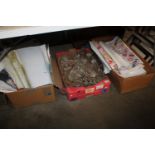 Three boxes containing various glassware and wrapp
