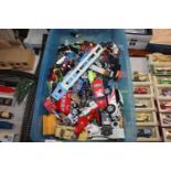 A box containing various diecast vehicles; to incl