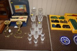 A set of six Waterford wine glasses; a set of six Waterford tumblers and a set of six Waterford