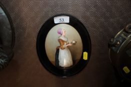 A Continental porcelain plaque of the chocolate gi
