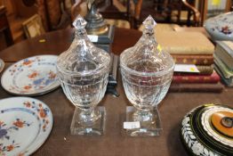 A pair of antique cut glass urn shaped jars and co