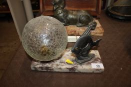 A French Art Deco lamp decorated with a fish