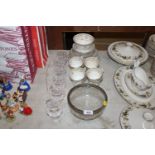 A set of six Royal Doulton wine glasses; a silver