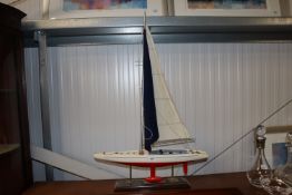 A wooden model boat