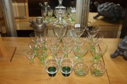 A quantity of various table glassware, a decanter