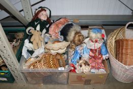 Two boxes of various collector's dolls to include