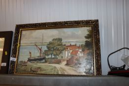 D. Lightfoot, oil on board study of Ramsholt, contained in gilt frame