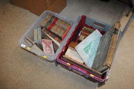 Two boxes of various books to include leather boun