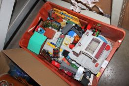 A box containing various children's toys