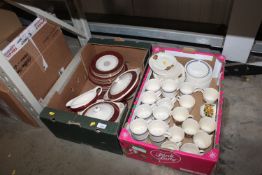 Two boxes of various tea and dinner ware