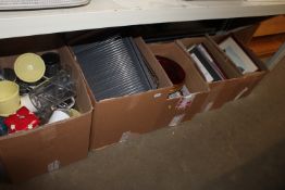 Five boxes containing various kitchenalia, picture