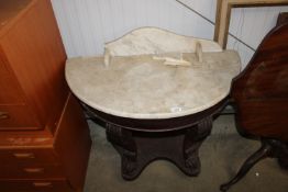 A marble top demi lune wash stand AF