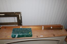 Four snooker cues together with a quantity of vari
