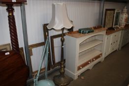 A 19th Century brass oil lamp standard, later converted to electricity, 152cm high