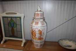 A large classical decorated pot and cover