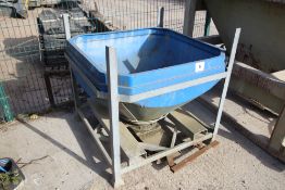 Small plastic bottom discharge hopper. To fit pall