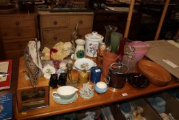 A Portmeirion biscuit jar; various decorative glas