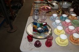 A quantity of various Art Glass ware to include a Mdina napkin style bowl; a comport signed to base;