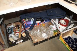 Five boxes containing various sundry items, glass