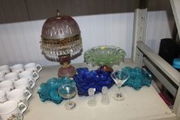 A quantity of various glassware to include coloure
