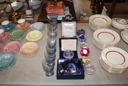 A quantity of various Caithness glasses; paperweights; millefiori style paperweights; Webb;