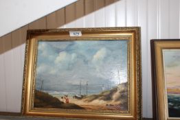 S Backhouse, oil on board study depicting a beach