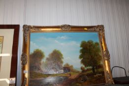 S Backhouse, gilt framed oil on board study depict