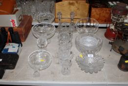 A collection of various table glass ware to includ