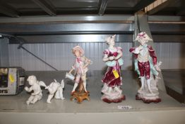 Three ornaments in the form of classical ladies an