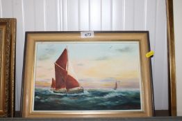 S Backhouse, oil on board study depicting sailing