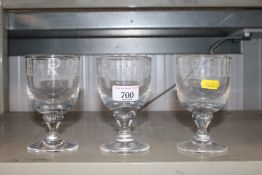 Three Emma Bridgewater wine glasses